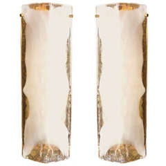 Pair of Kalmar Brass and Glass Sconces