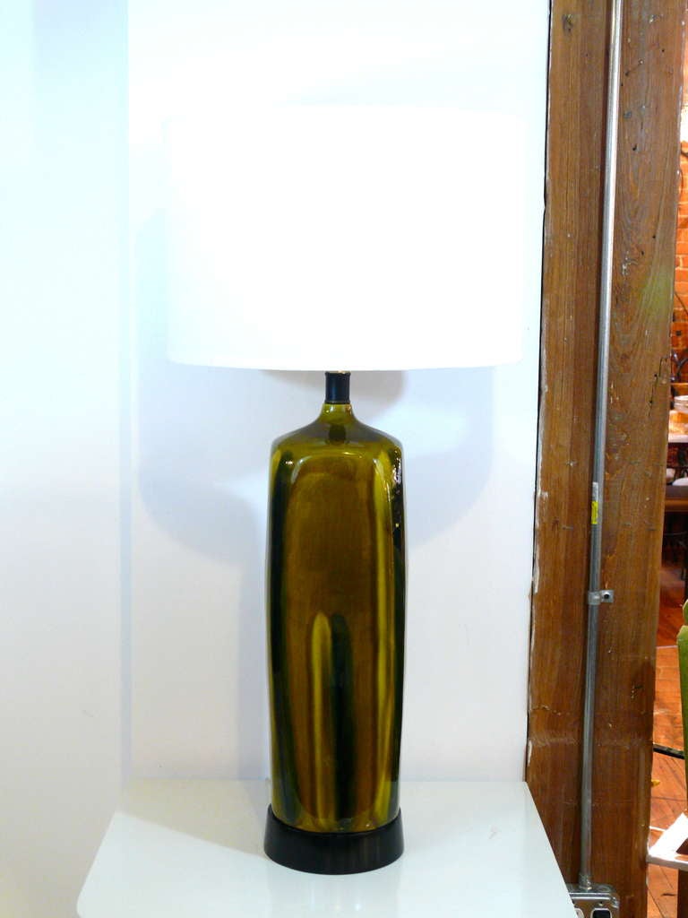 Pair of Monumental Glazed Ceramic Lamps