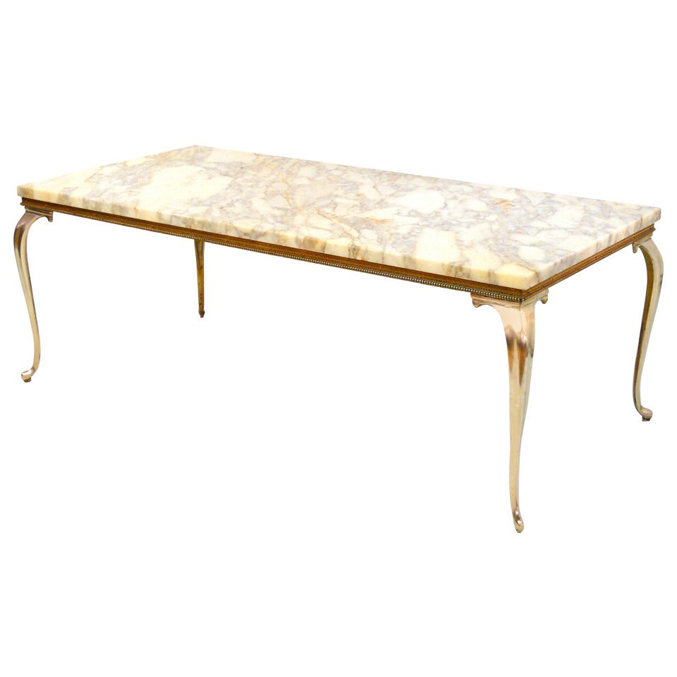 Mid-Century Brass and Marble Table