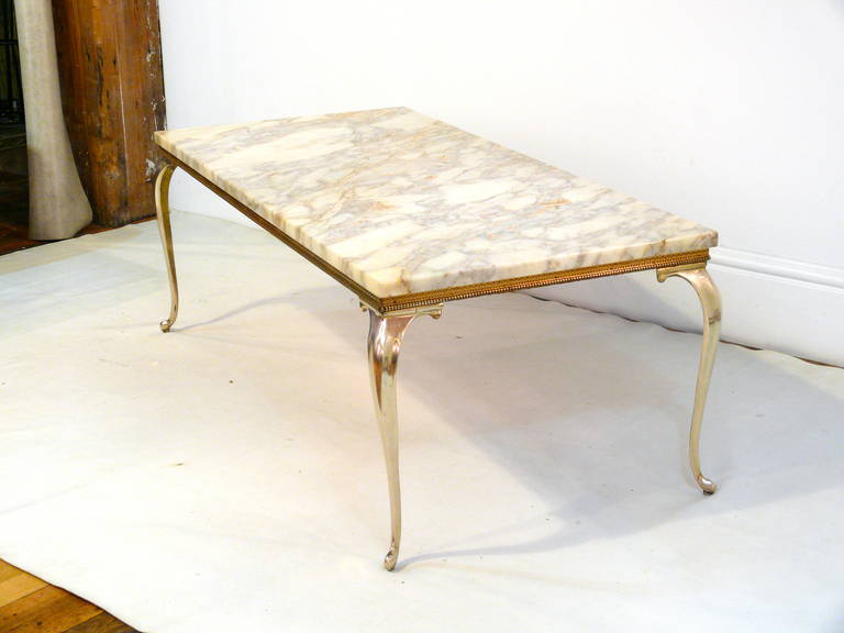 American Mid-Century Brass and Marble Table