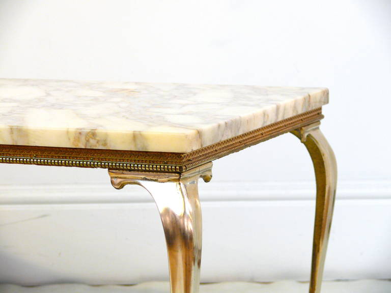 20th Century Mid-Century Brass and Marble Table