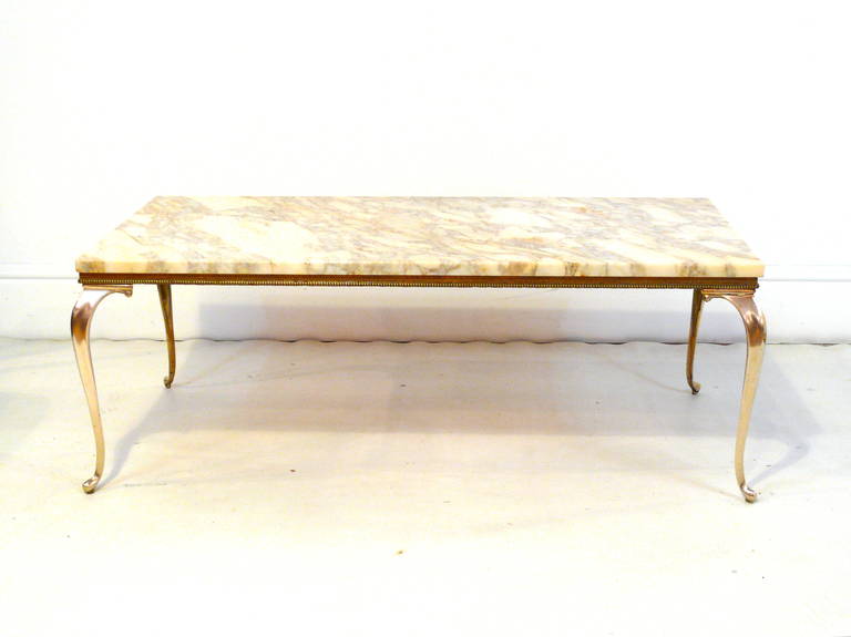 Mid-Century Brass and Marble Table 4