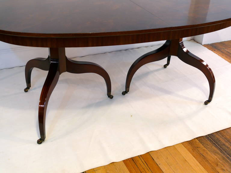 Custom Double Pedestal Mahogany Dining Table In Excellent Condition In New York, NY