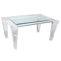 Lucite and Glass Prismatic Cocktail or Side Table