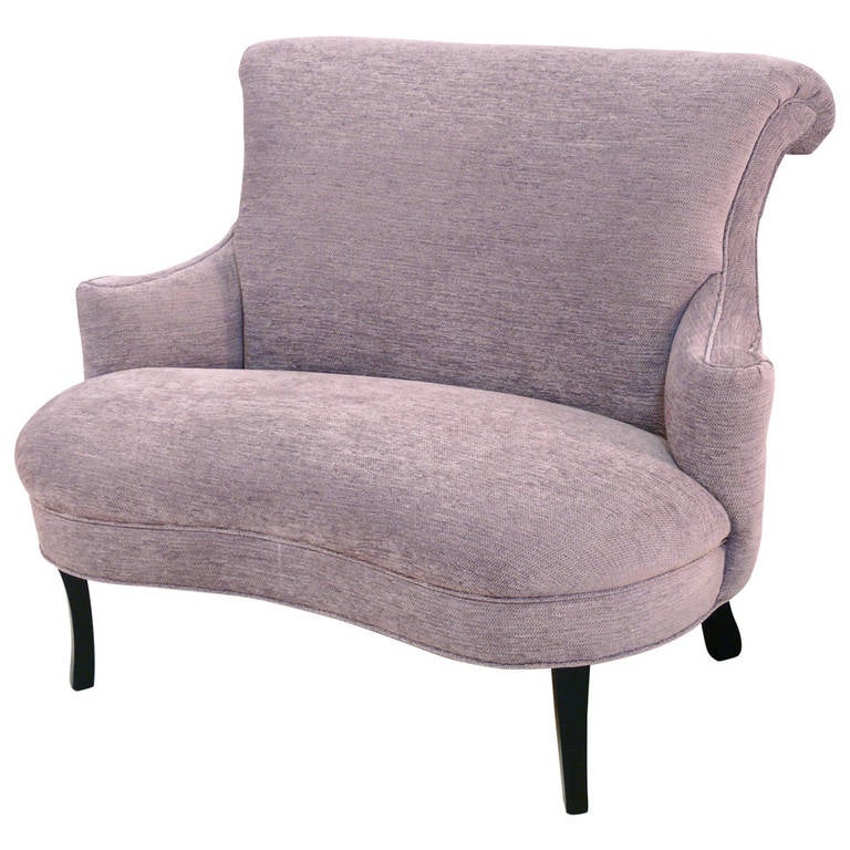 1940s Petite Curvaceous Scroll Armed Settee at 1stdibs