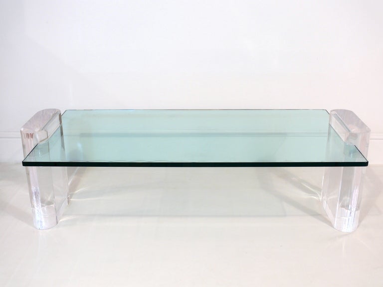 lucite and glass coffee table
