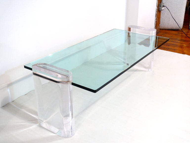 American Lucite and Glass Coffee Table