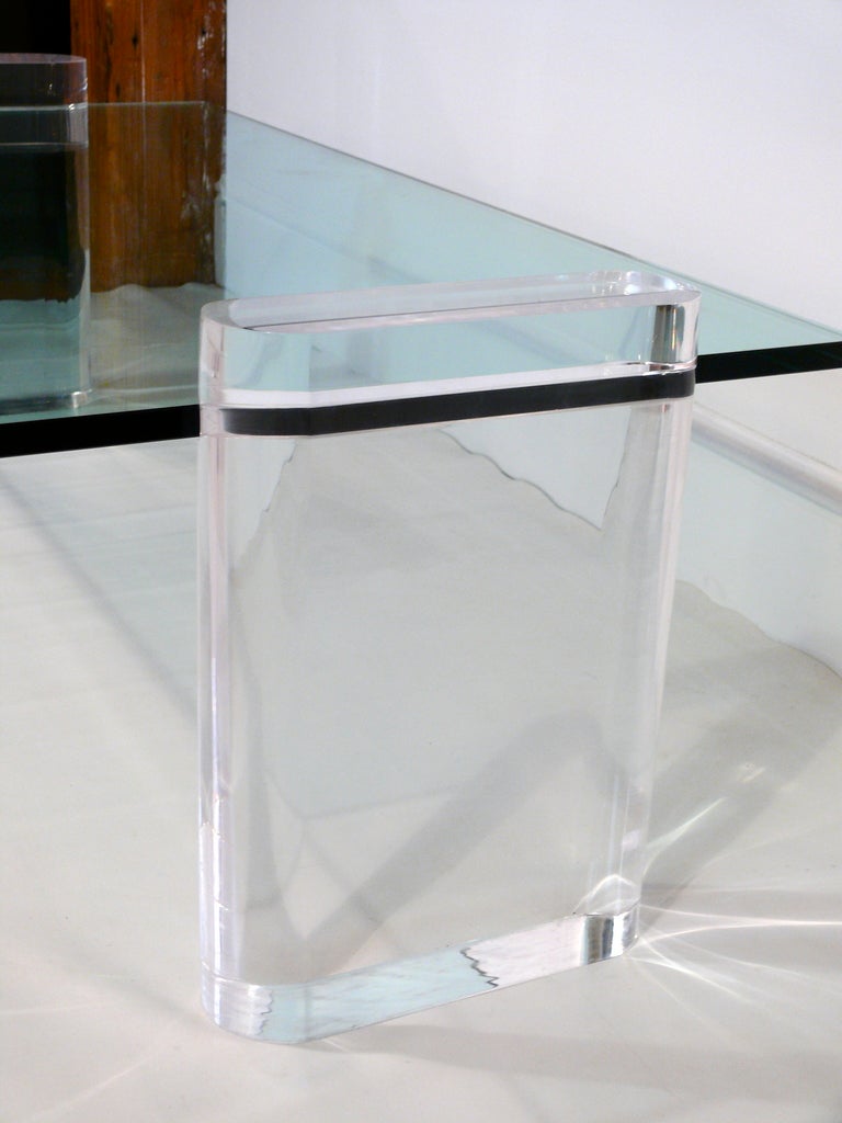 20th Century Lucite and Glass Coffee Table