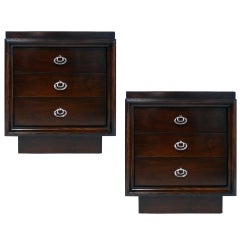 Retro Pair of 3 Drawer Night Stands