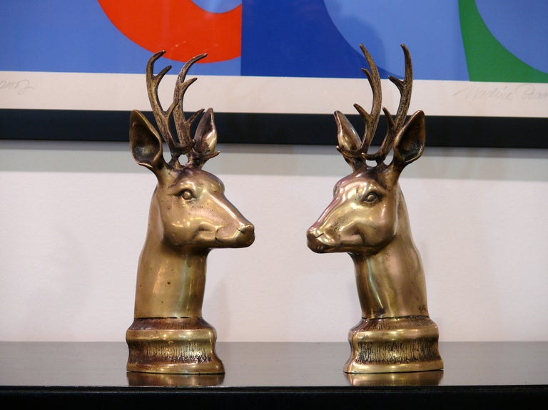 Pair of Brass Reindeer Bookends
