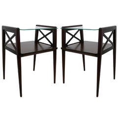 Pair of Elegant Tiered End Tables