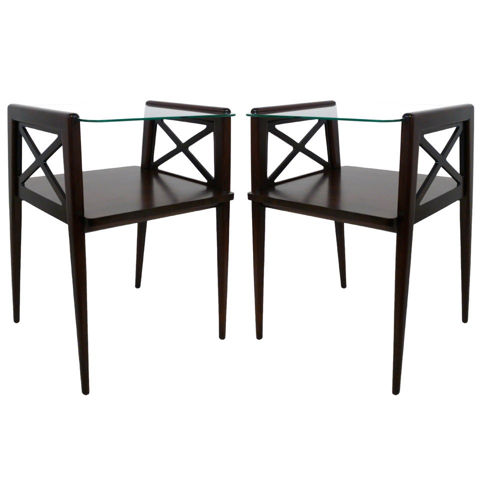 Pair of Elegant Tiered End Tables