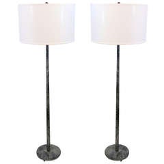 Pair of Silver Cerused Floor Lamps