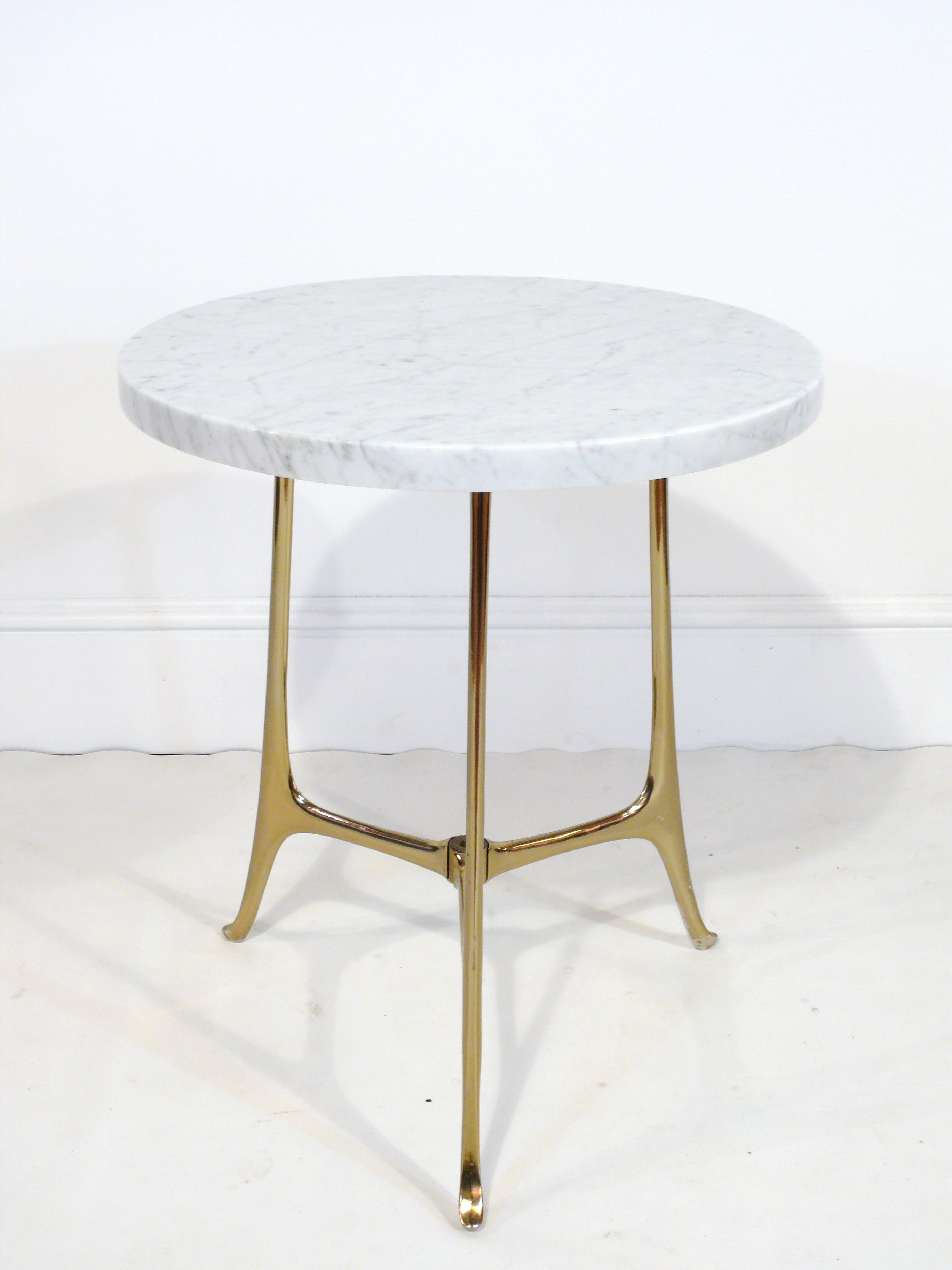 Elegant Ponti Style Marble and Brass Side Table