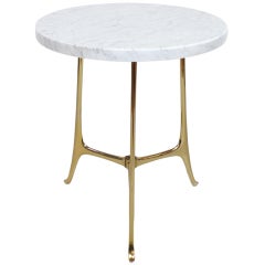 Elegant Ponti Style Marble and Brass Side Table