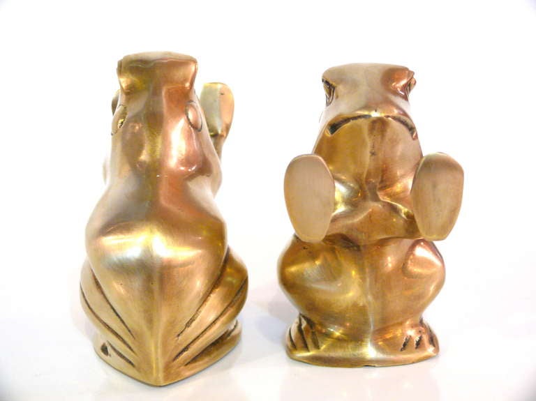 Pair of Brass Toad Bookends 1