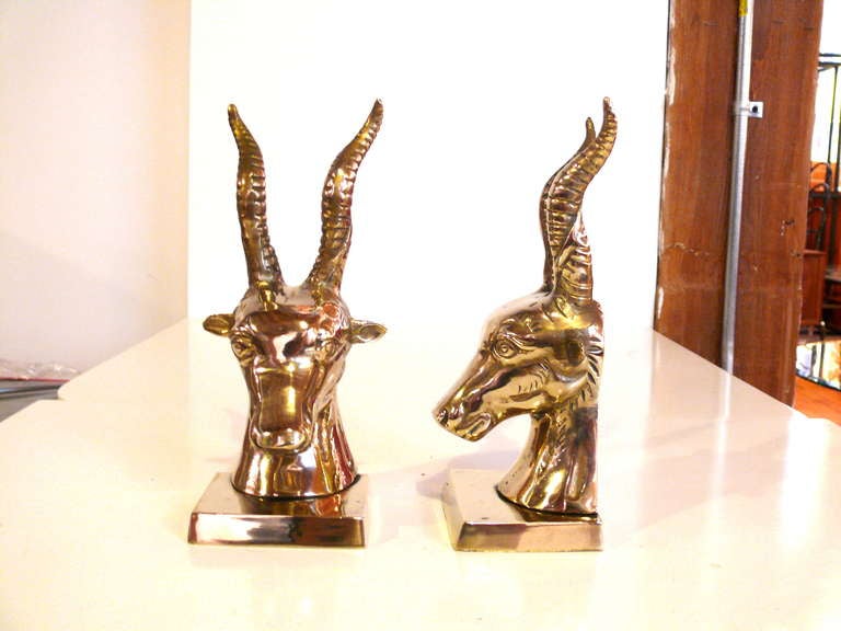 Pair of Brass Gazelle Bookends In Excellent Condition In New York, NY