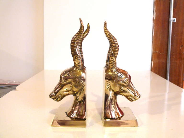 American Pair of Brass Gazelle Bookends