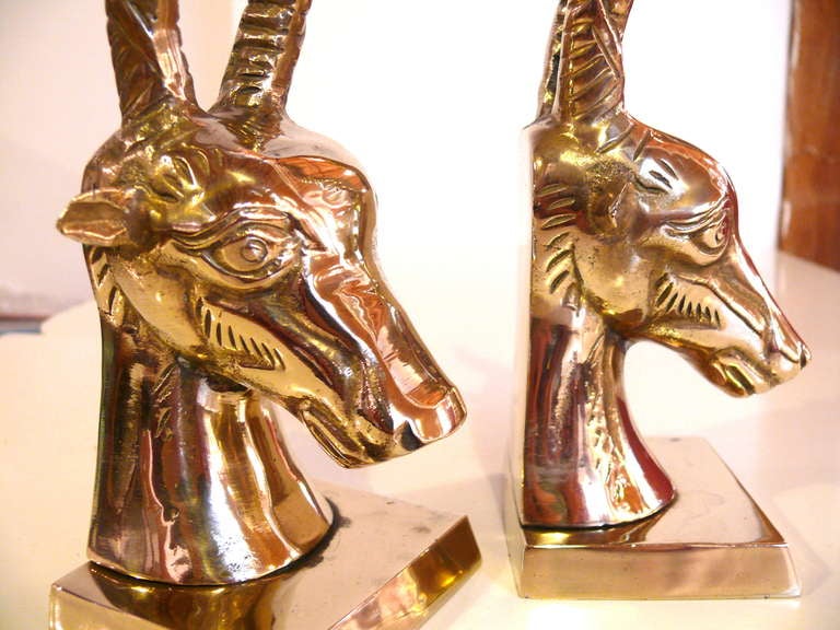 Pair of Brass Gazelle Bookends 1