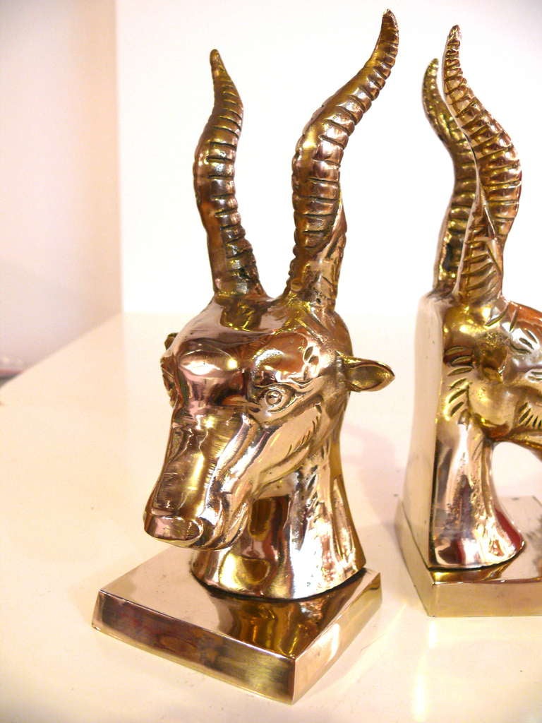 Pair of Brass Gazelle Bookends 2