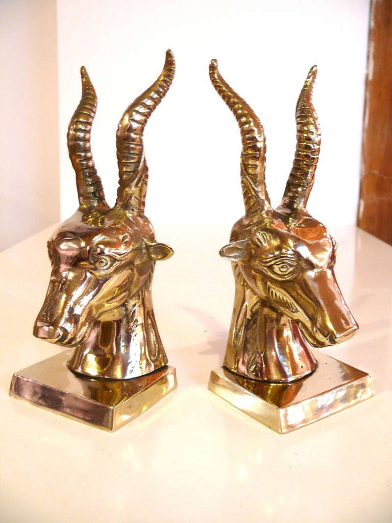Pair of Mid-Century Gazelle head bookends.  Can be used as bookends or sculptures.