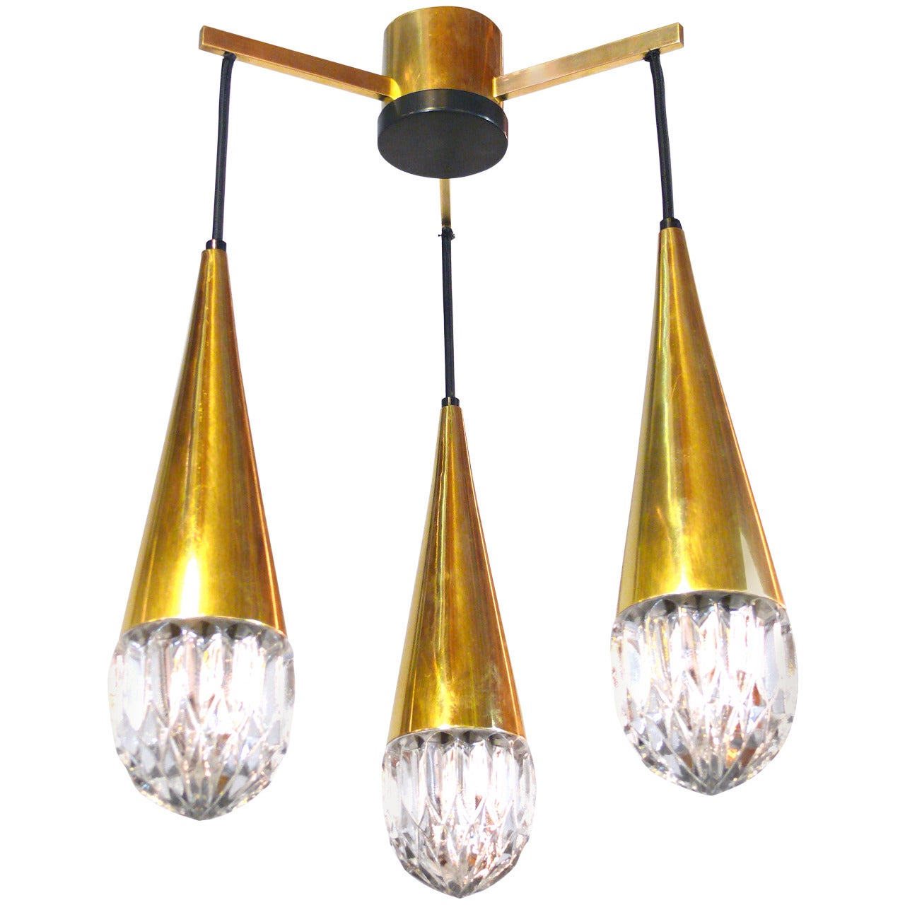 Ice Glass Three-Light Hanging Fixture by Kaiser