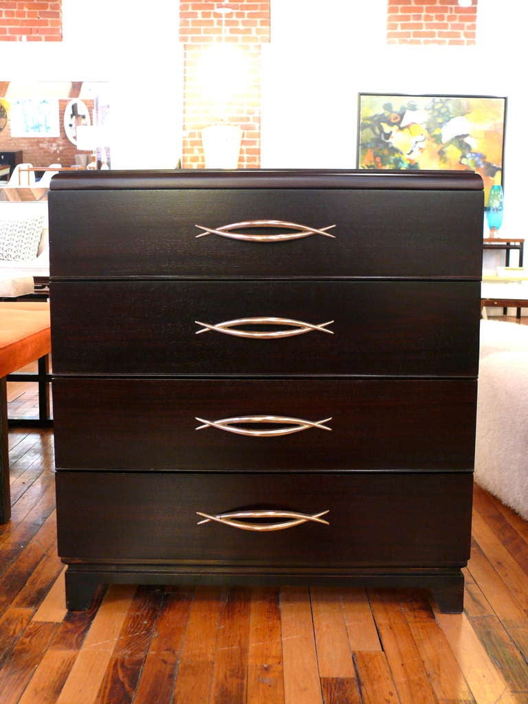 Mid-Century Modern Pair of 4 Drawer 1940's Chests/Commodes