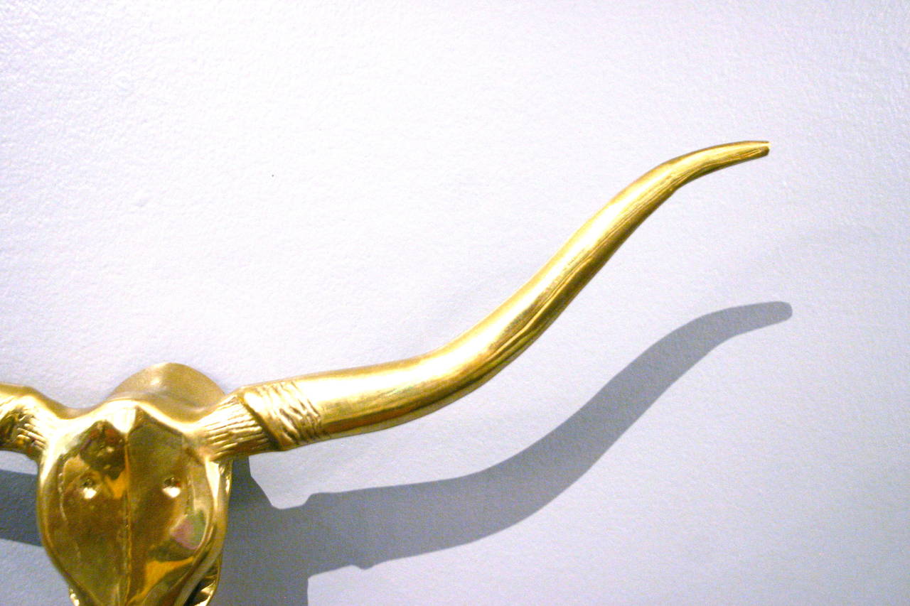 Brass Longhorn Sculpture In Excellent Condition In New York, NY