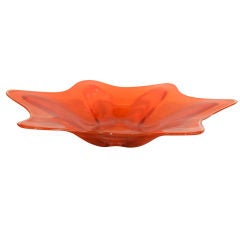 Retro Red Orange Flower Glass Bowl