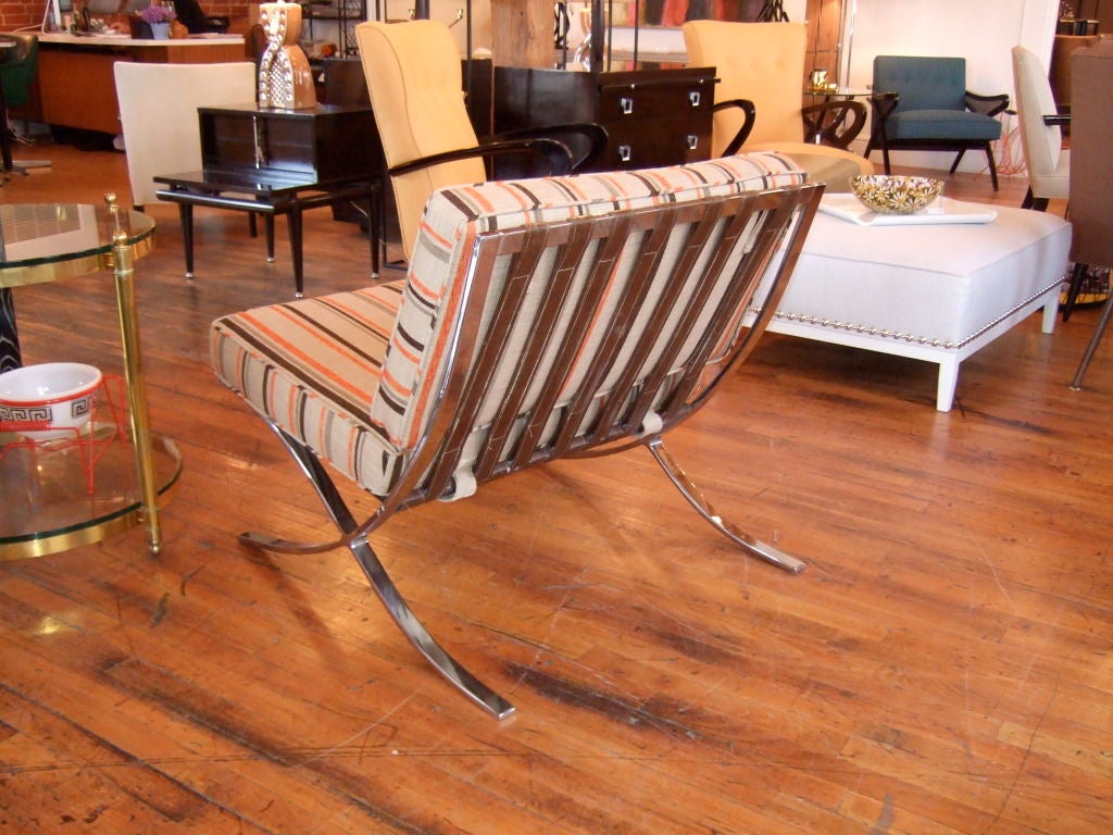 Mid-20th Century Striped Barcelona Chair