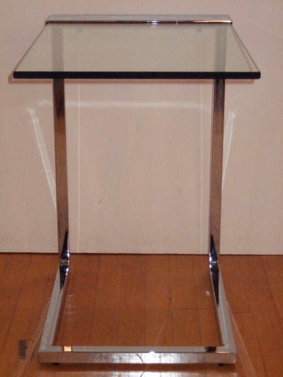 American Chrome and Glass Cantilevered Side Table