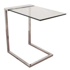 Chrome and Glass Cantilevered Side Table