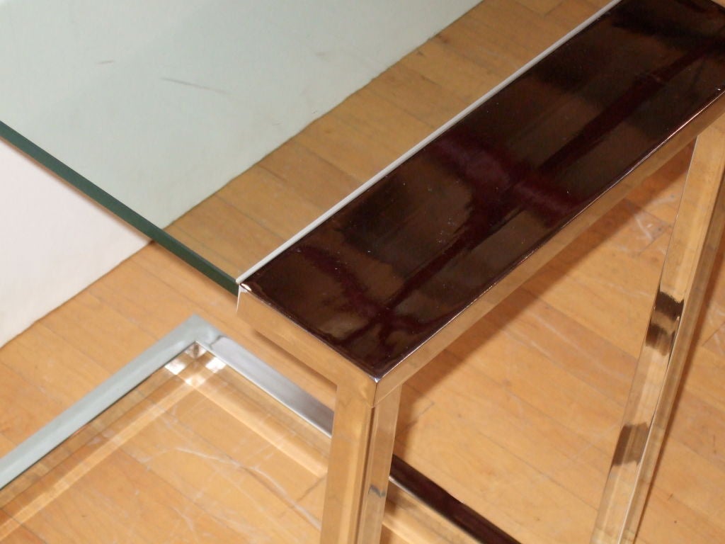 Chrome and Glass Cantilevered Side Table 1