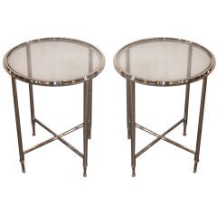 Pair of Mid Century Round Chrome End Tables