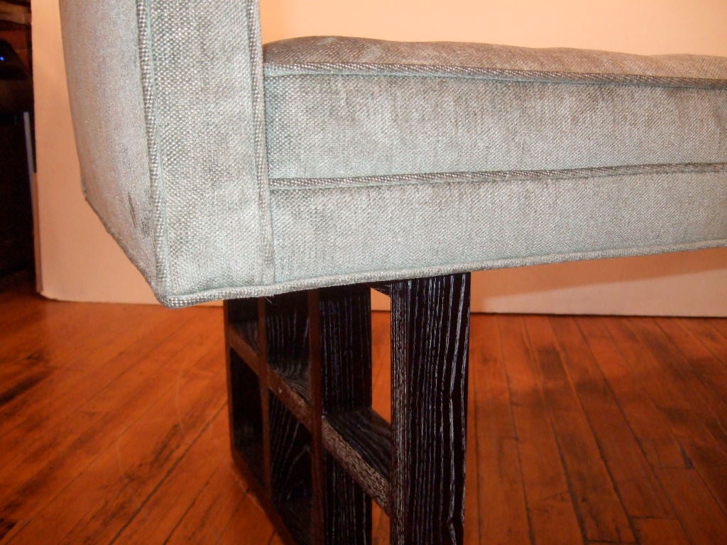 Upholstery Cerused Oak Armed Bench