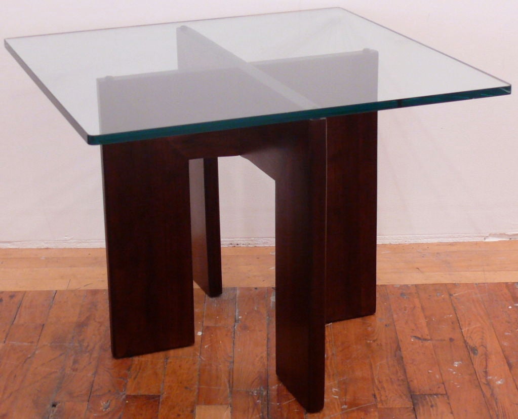 Danish Teak and glass End Table. Hand rubbed finish. Superior grain.