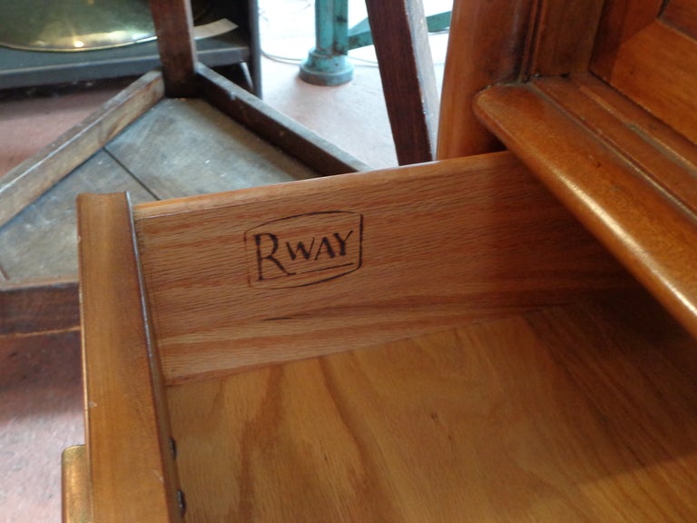 Solid walnut console by Rway In Excellent Condition In Pound Ridge, NY