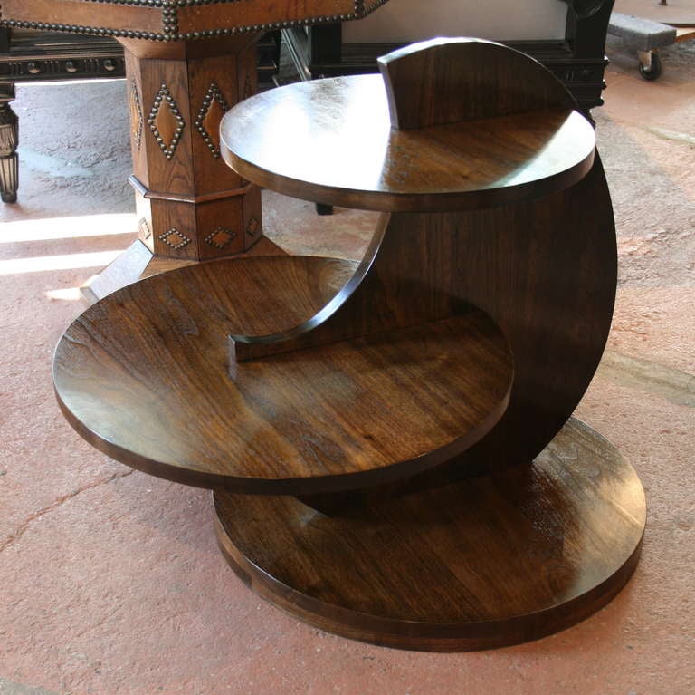 Tiered Circles Side Table in Walnut In New Condition In Pound Ridge, NY