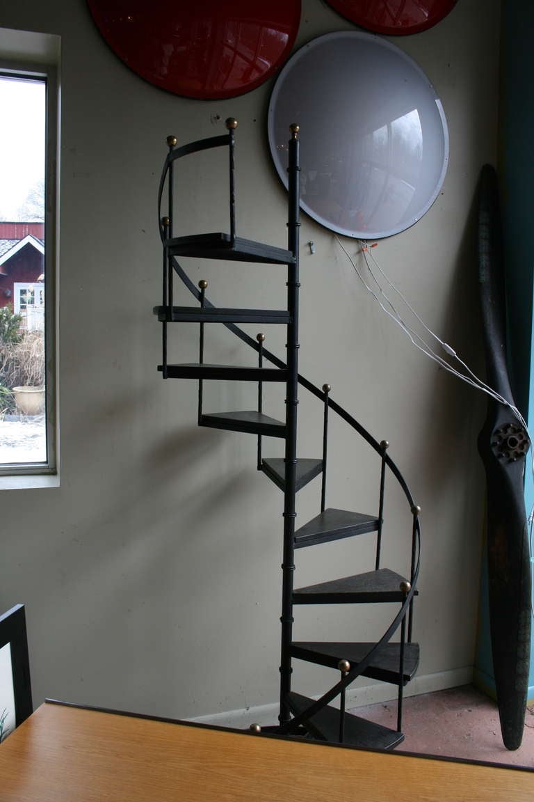 20th Century Wood And Iron Spiral Staircase