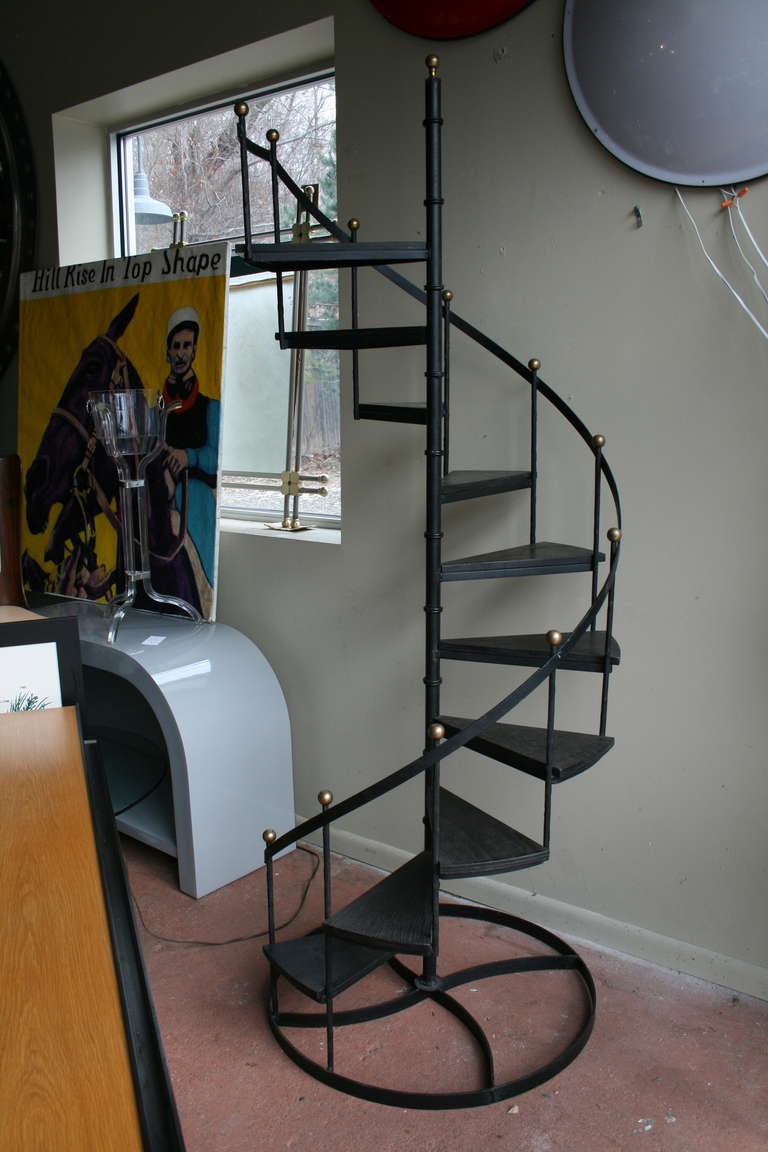 Wood And Iron Spiral Staircase In Good Condition In Pound Ridge, NY