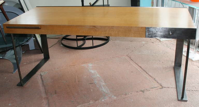 Steel and Wood Desk in the International Style In Excellent Condition In Pound Ridge, NY
