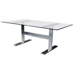 Polished Aluminum Trestle Table
