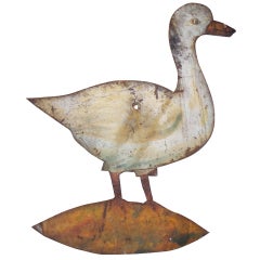 Large painted metal goose sign