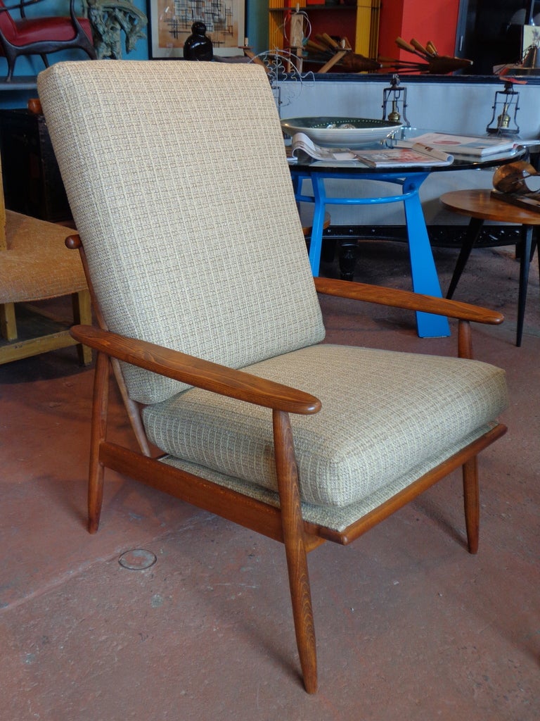 Pair of Danish Modern Teak High Back Arm Chairs In Good Condition In Pound Ridge, NY
