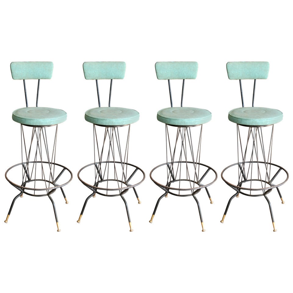 Set of 4 swivel Iron Bar Stools by Troy Sunshade