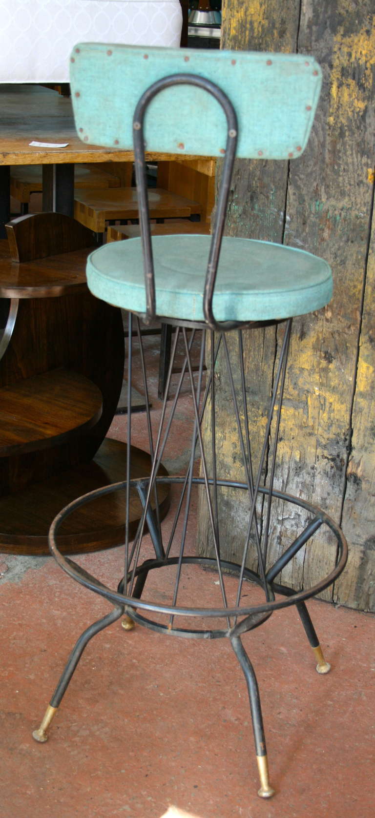 Set of 4 swivel Iron Bar Stools by Troy Sunshade In Good Condition In Pound Ridge, NY