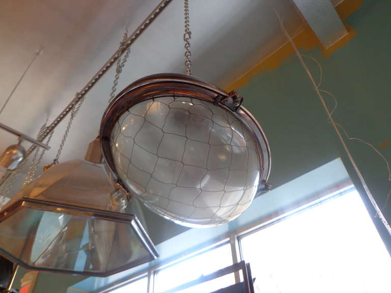 Mid-20th Century Copper Oval Pendant Lanterns