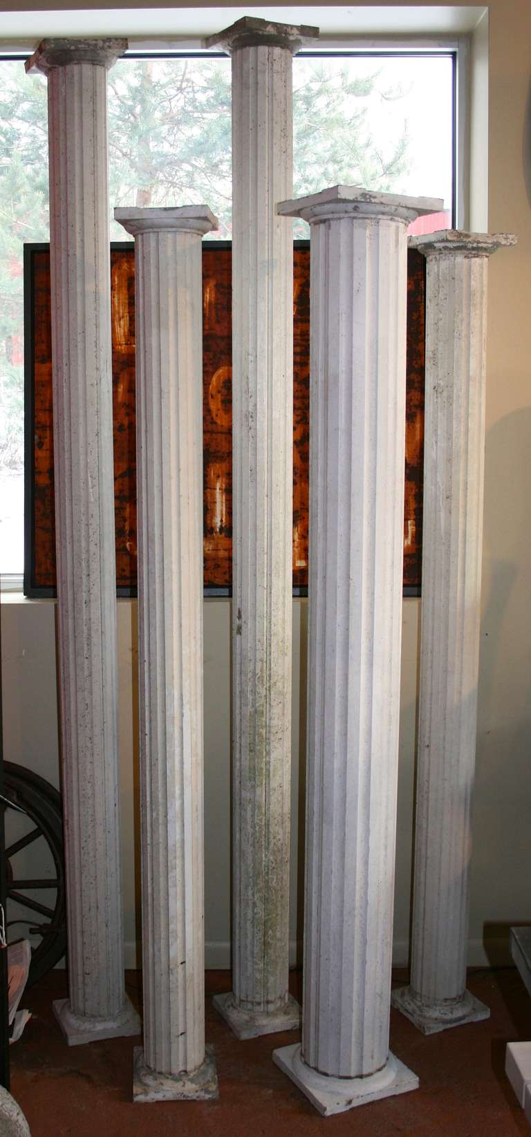 French Painted Zinc Columns