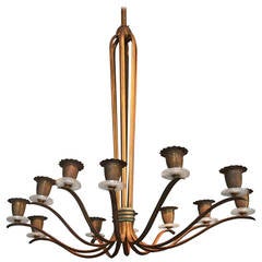 Elegant Oval Brass Chandelier with Bakelite Detail