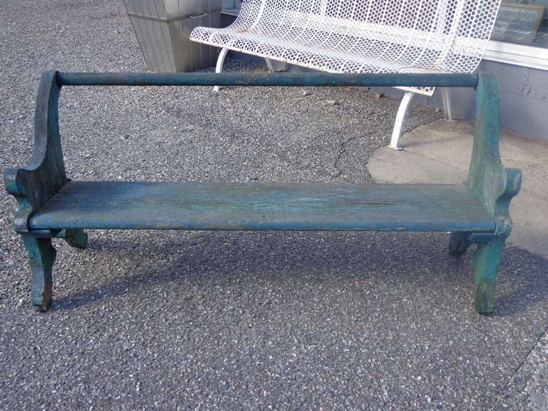 British Primitive Teal Bench